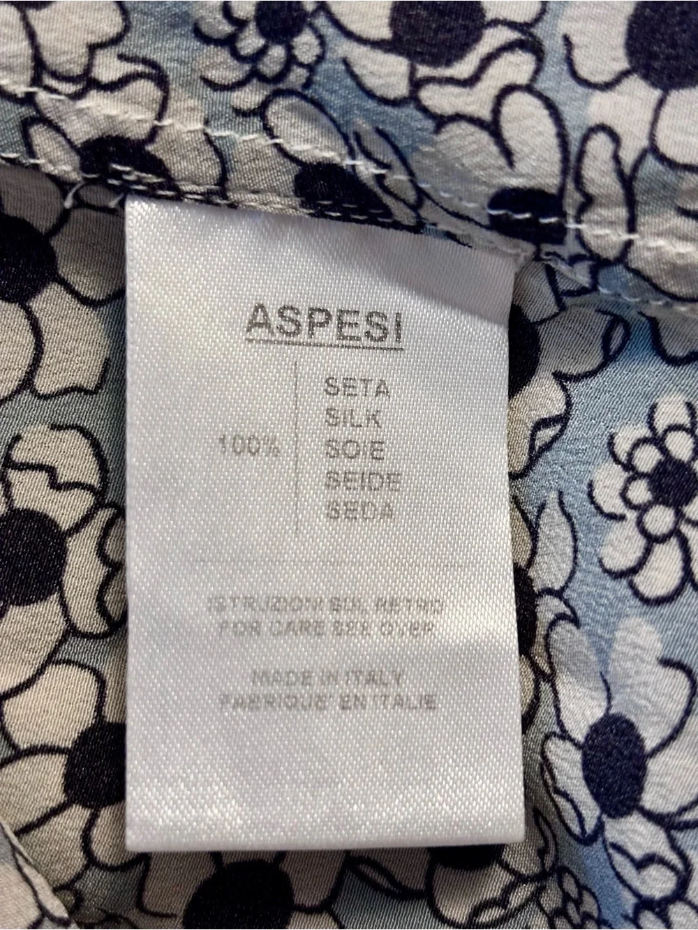 Aspesi Ditsy Floral Button-Front Blouse in Light Blue